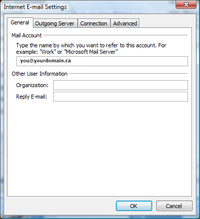 Outlook 2007 advanced settings, tab 1