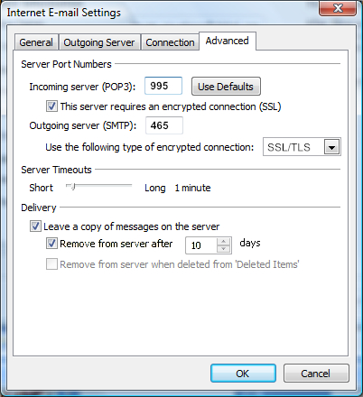 Outlook 2007 advanced settings, tab 2